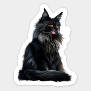 Black Main Coon Cat, Cat Lover Sticker