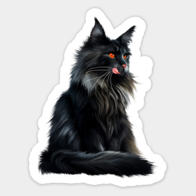 Black Main Coon Cat, Cat Lover Sticker by logiamerch