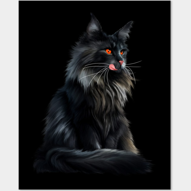 Black Main Coon Cat, Cat Lover Wall Art by logiamerch