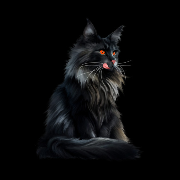 Black Main Coon Cat, Cat Lover by logiamerch
