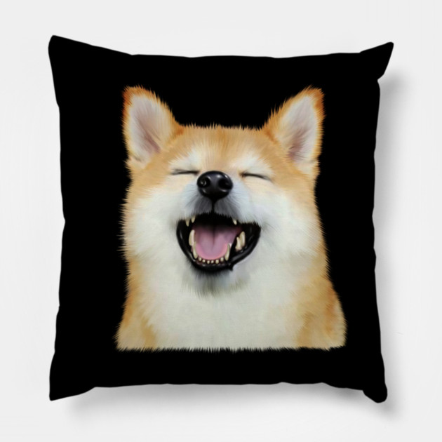 Cute Smiling Shiba Inu dog, Shiba Lover Pillow by logiamerch
