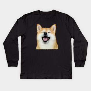 Cute Smiling Shiba Inu dog, Shiba Lover Kids Long Sleeve T-Shirt
