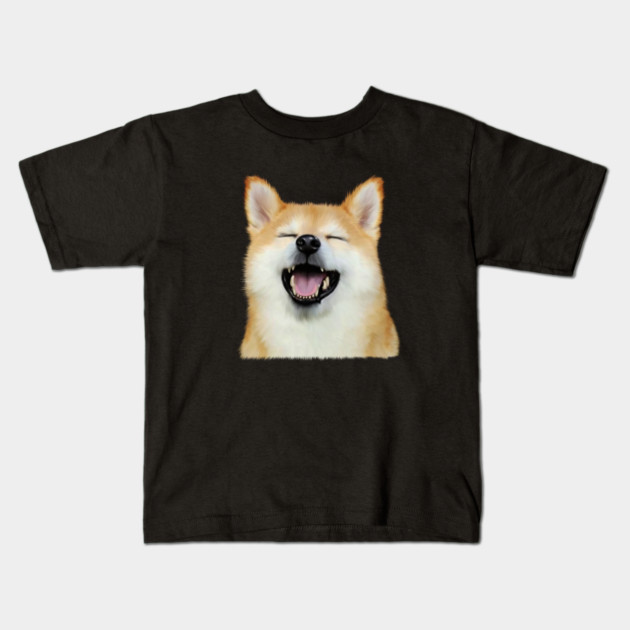 Cute Smiling Shiba Inu dog, Shiba Lover Kids T-Shirt by logiamerch