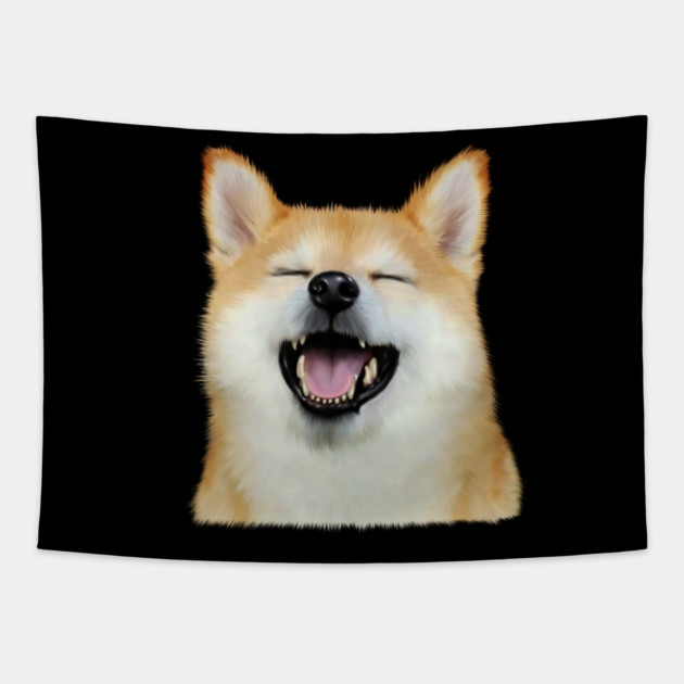 Cute Smiling Shiba Inu dog, Shiba Lover Tapestry by logiamerch