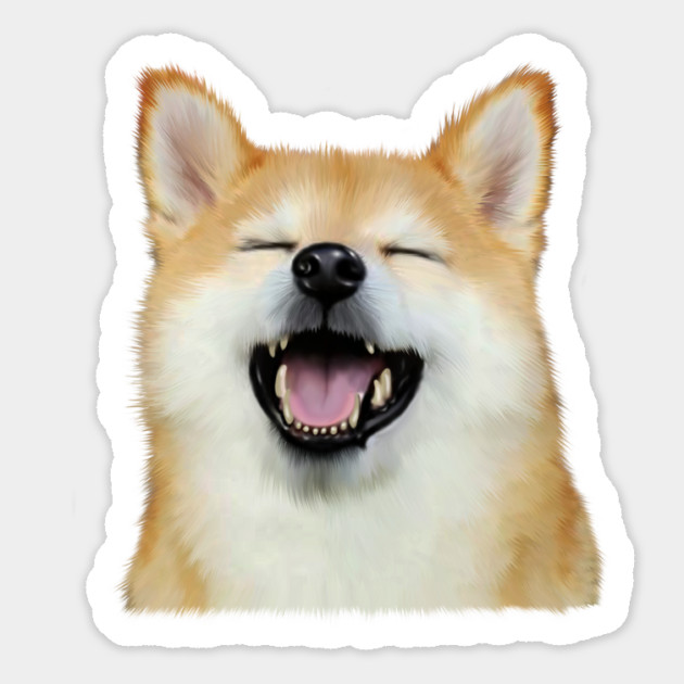 Cute Smiling Shiba Inu dog, Shiba Lover Sticker by logiamerch