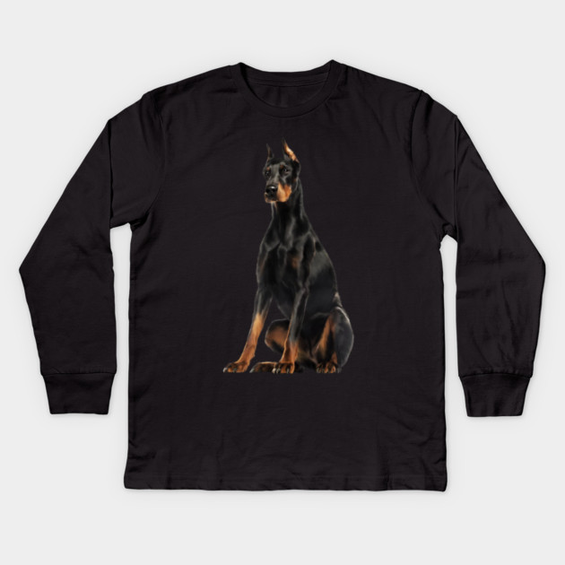 Doberman Dog, Love Doberman Dogs Kids Long Sleeve T-Shirt by logiamerch