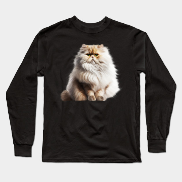 Cute Persian Cat, Fluffy Cat Lover Long Sleeve T-Shirt by logiamerch