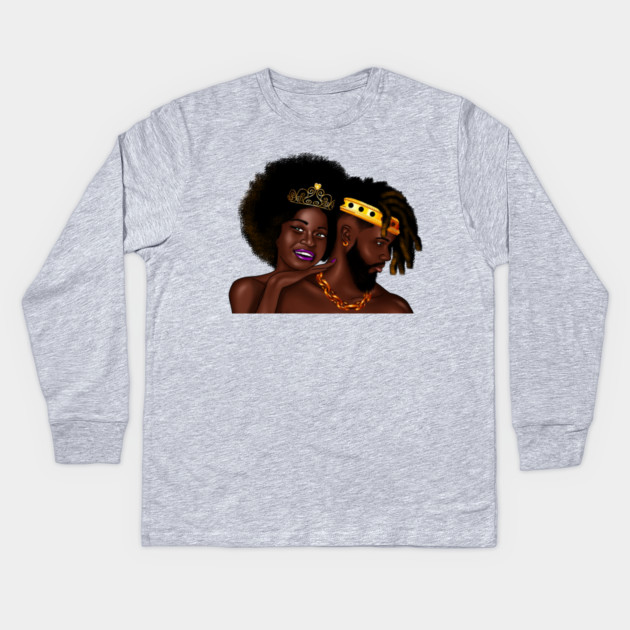 African Man and Woman in Love, Afro King and Queen Kids Long Sleeve T-Shirt by logiamerch