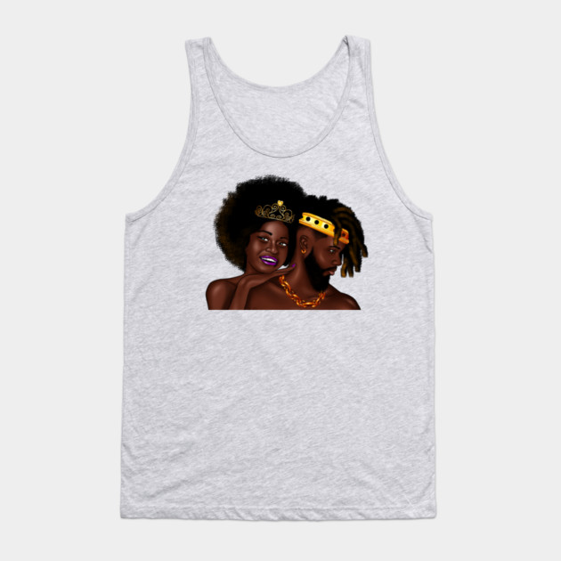 African Man and Woman in Love, Afro King and Queen Tank Top by logiamerch