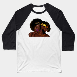 African Man and Woman in Love, Afro King and Queen Baseball T-Shirt