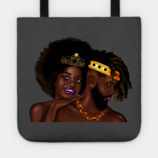 African Man and Woman in Love, Afro King and Queen Tote