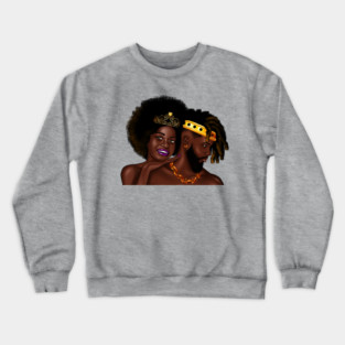 African Man and Woman in Love, Afro King and Queen Crewneck Sweatshirt