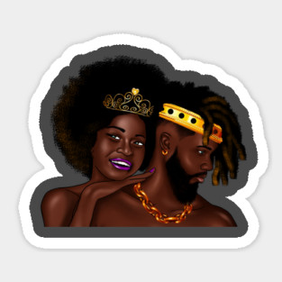 African Man and Woman in Love, Afro King and Queen Sticker