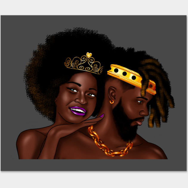 African Man and Woman in Love, Afro King and Queen Wall Art by logiamerch