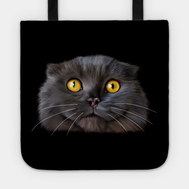 Funny Scottish Fold Face, Cat Lover Tote by logiamerch