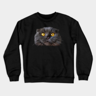 Funny Scottish Fold Face, Cat Lover Crewneck Sweatshirt
