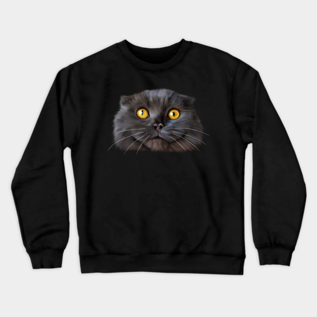 Funny Scottish Fold Face, Cat Lover Crewneck Sweatshirt by logiamerch