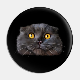 Funny Scottish Fold Face, Cat Lover Pin