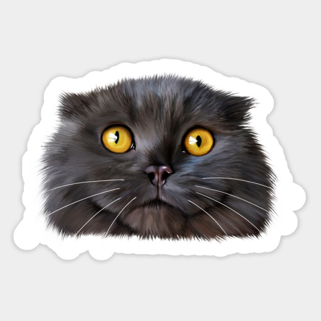 Funny Scottish Fold Face, Cat Lover Sticker by logiamerch