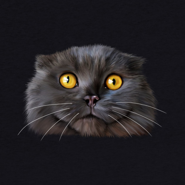 Funny Scottish Fold Face, Cat Lover by logiamerch