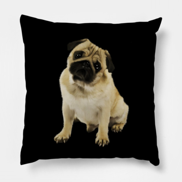 Pug Dog, Cream Pug Dog Lover Pillow by logiamerch
