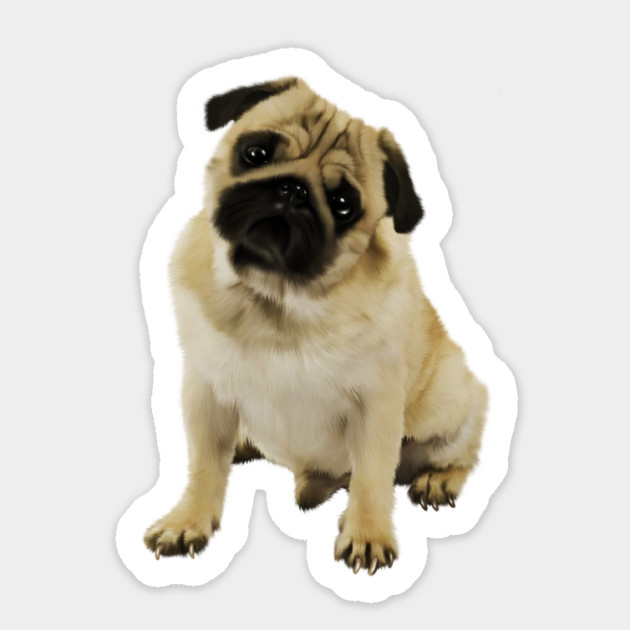 Pug Dog, Cream Pug Dog Lover Sticker by logiamerch