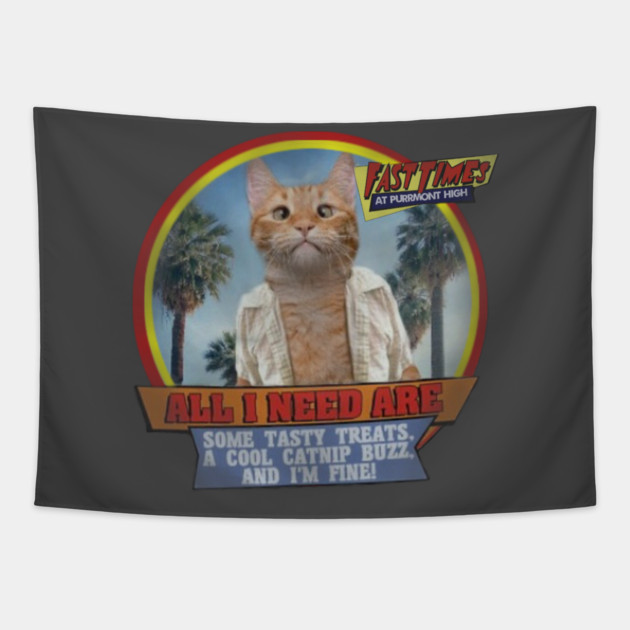 Fast Times at Purrmont High Tapestry by Pete the Cat Guy