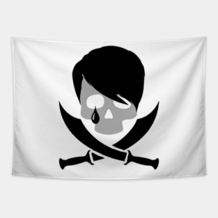 Sad at Sea Gray-Skull Logo Tapestry