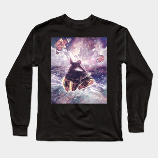 Space Sloth Riding Turtle Unicorn - Pizza & Taco Long Sleeve T-Shirt