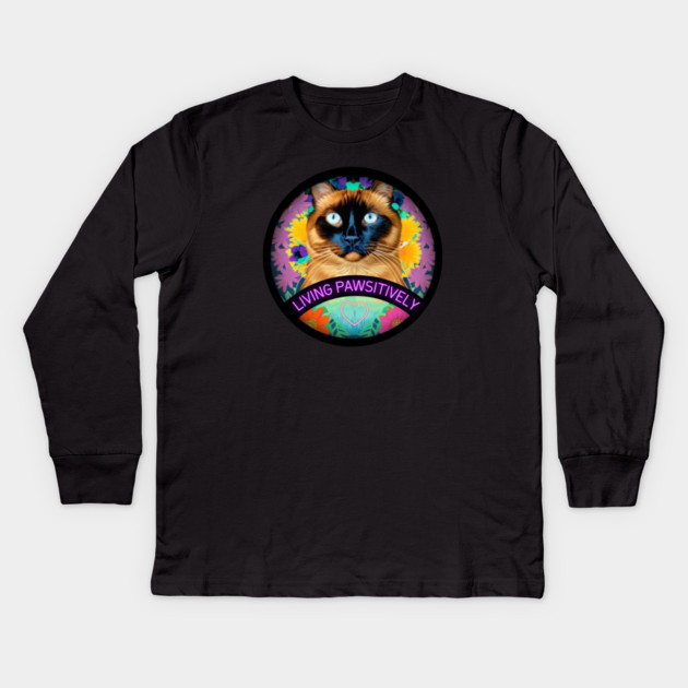 Living Pawsitively Kids Long Sleeve T-Shirt by Pete the Cat Guy