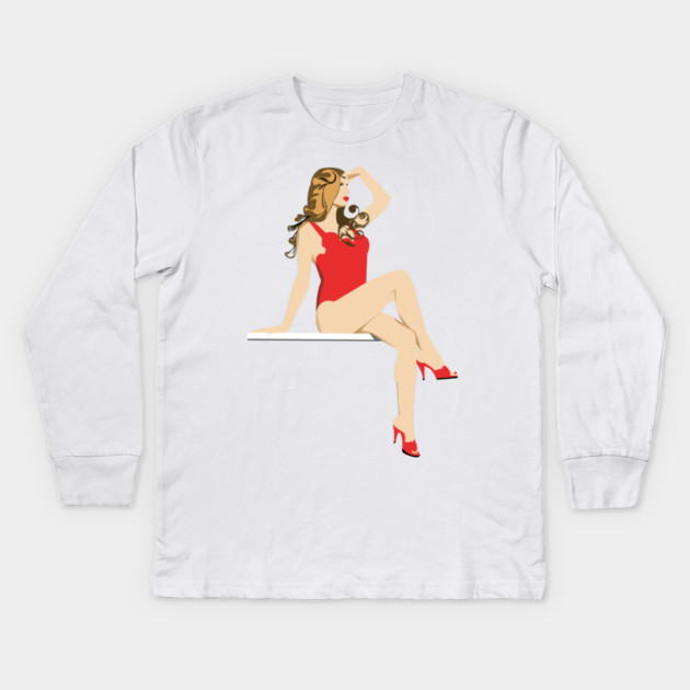 Lady Diver Kids Long Sleeve T-Shirt by DickinsonDesign