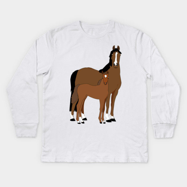 Morgan Mare and Foal Kids Long Sleeve T-Shirt by DickinsonDesign