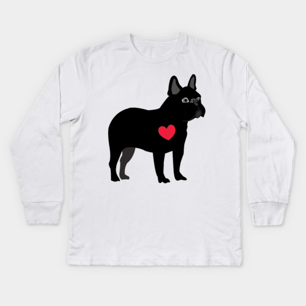 Black French Bulldog Kids Long Sleeve T-Shirt by DickinsonDesign