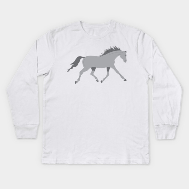 Grey Horse Kids Long Sleeve T-Shirt by DickinsonDesign