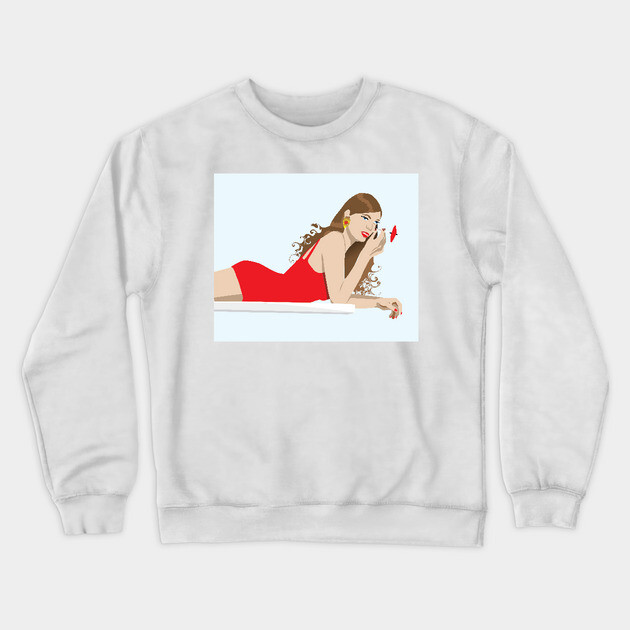 Women on a Diving Board Crewneck Sweatshirt by DickinsonDesign