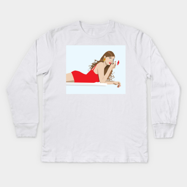Women on a Diving Board Kids Long Sleeve T-Shirt by DickinsonDesign