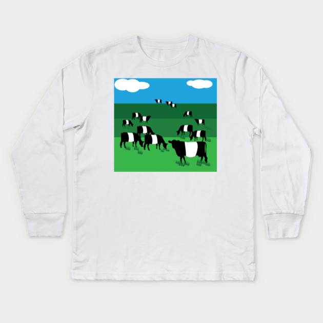 Belted Galloway Cattle Kids Long Sleeve T-Shirt by DickinsonDesign