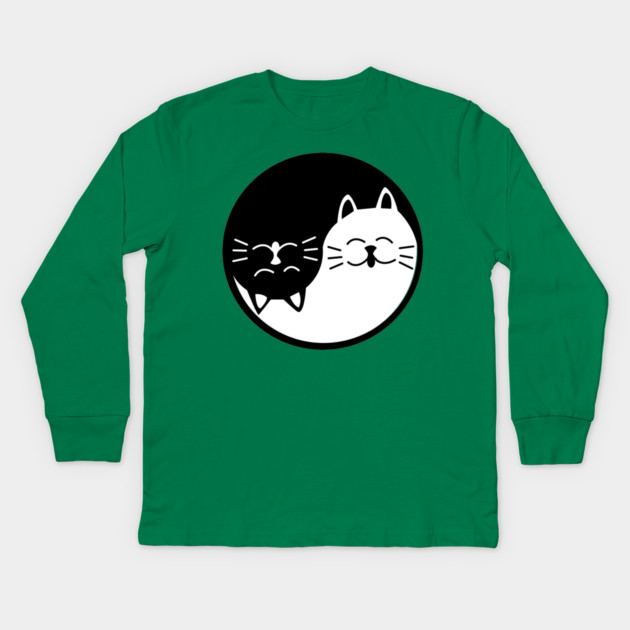Cat Yin Yang Kids Long Sleeve T-Shirt by DickinsonDesign