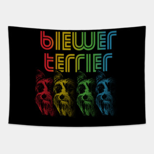 Cool Retro Groovy Biewer Terrier Dog Tapestry
