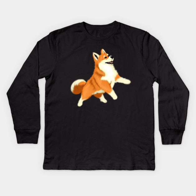 Happy Shiba Inu Dog Kids Long Sleeve T-Shirt by logiamerch
