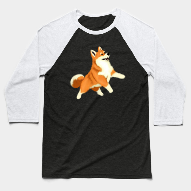 Happy Shiba Inu Dog Baseball T-Shirt by logiamerch