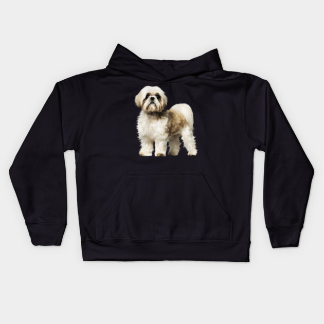 Cute Shih Tzu, Dog Lover Kids Hoodie by logiamerch
