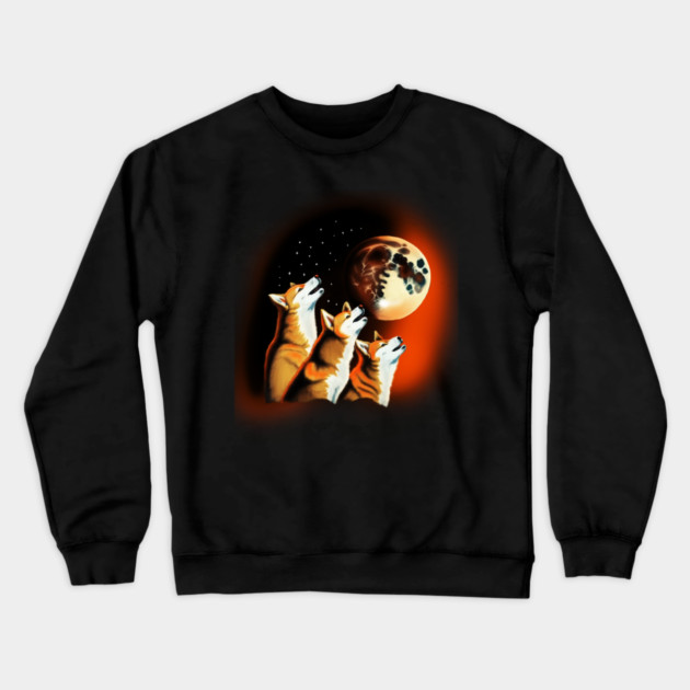 Shiba Dogs Howling at Moon, Shiba Dog Lover Crewneck Sweatshirt by logiamerch