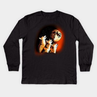Shiba Dogs Howling at Moon, Shiba Dog Lover Kids Long Sleeve T-Shirt