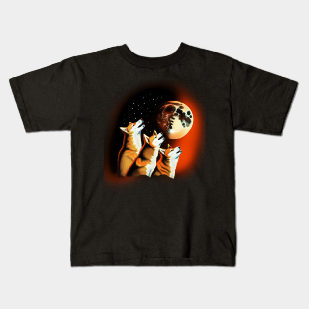 Shiba Dogs Howling at Moon, Shiba Dog Lover Kids T-Shirt by logiamerch