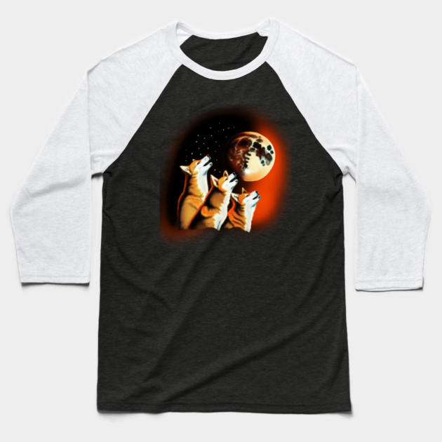Shiba Dogs Howling at Moon, Shiba Dog Lover Baseball T-Shirt by logiamerch