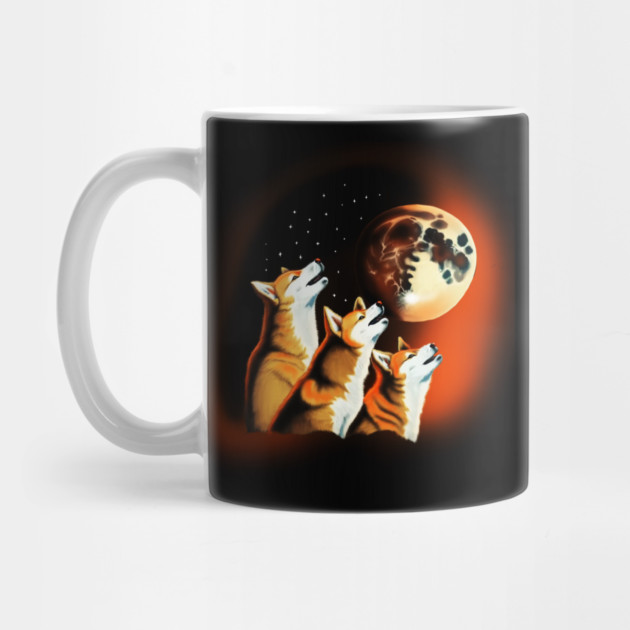 Shiba Dogs Howling at Moon, Shiba Dog Lover by logiamerch