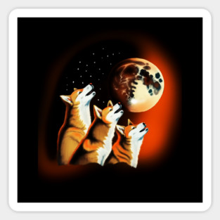 Shiba Dogs Howling at Moon, Shiba Dog Lover Sticker