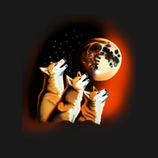 Shiba Dogs Howling at Moon, Shiba Dog Lover T-Shirt