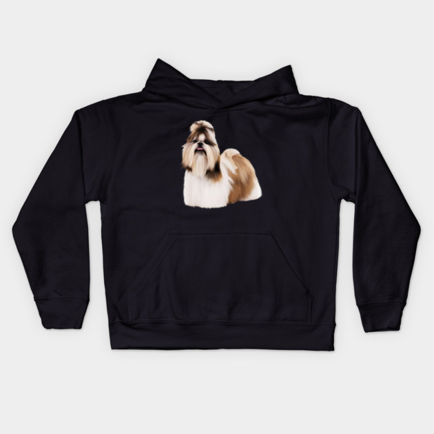 Cute Shih Tzu, Dog Lover Kids Hoodie by logiamerch
